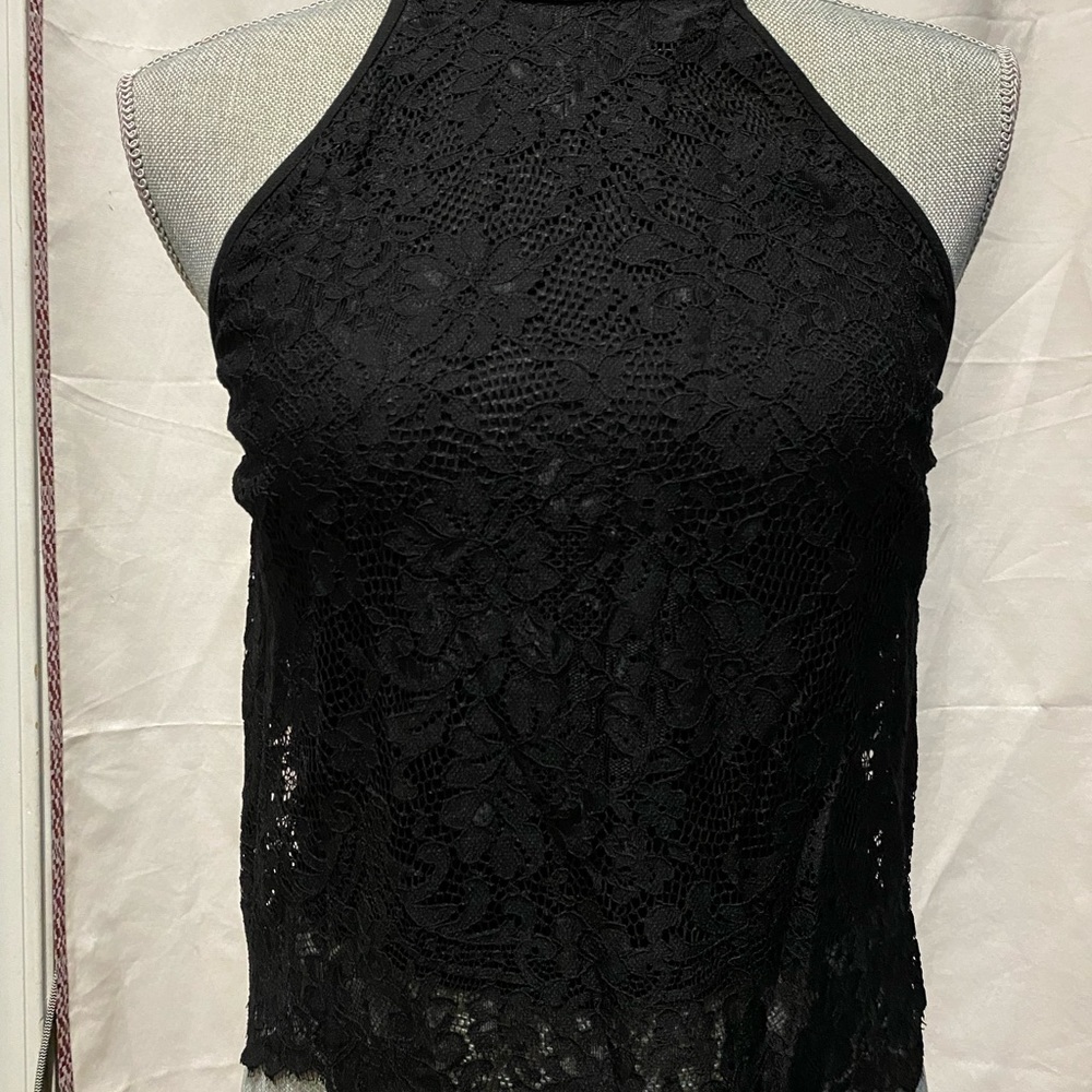 Bebe Lacey Tank Top w Zipper Back